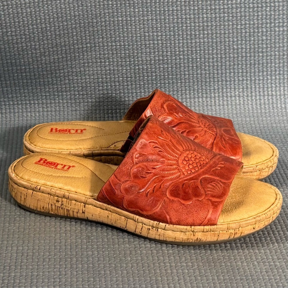 Born Red Leather Slide Sandals - Picture 2 of 9